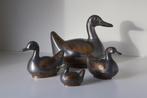 Mooie set met 4 Tinnen Eendjes met messing opdruk., Ophalen of Verzenden