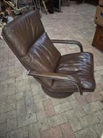 Artifort F 142 Draaistoel - Donkerbruin Leer, Ophalen, Gebruikt, ., Vintage