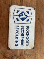 Emaille deurpostje Blokhoofd bescherming Bevolking, Verzamelen, Ophalen of Verzenden, Gebruikt, Reclamebord