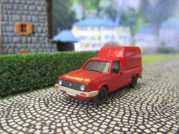 '80-'85 Volkswagen Caddy mk.1 - Wiking Feuerwehr Brandweer, Hobby en Vrije tijd, Modelauto's | 1:87, Gebruikt, Auto, Wiking, Ophalen of Verzenden