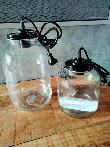 Glazen pot met lamp ( 2 stuks ) nieuw  beschikbaar voor biedingen
