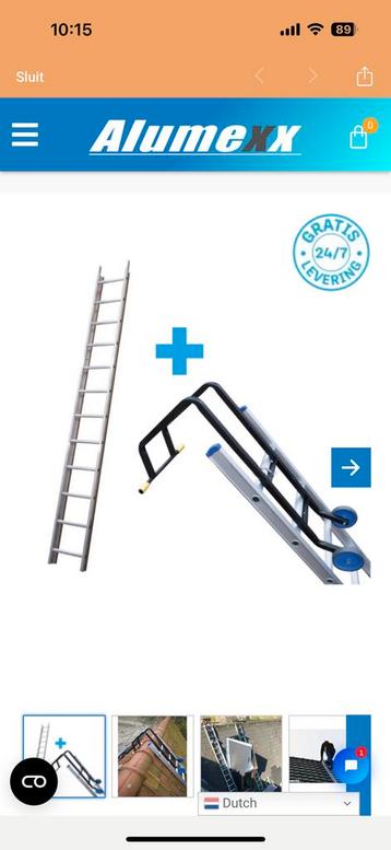 Solide dakladder 6m slechts 1x gebruikt beschikbaar voor biedingen