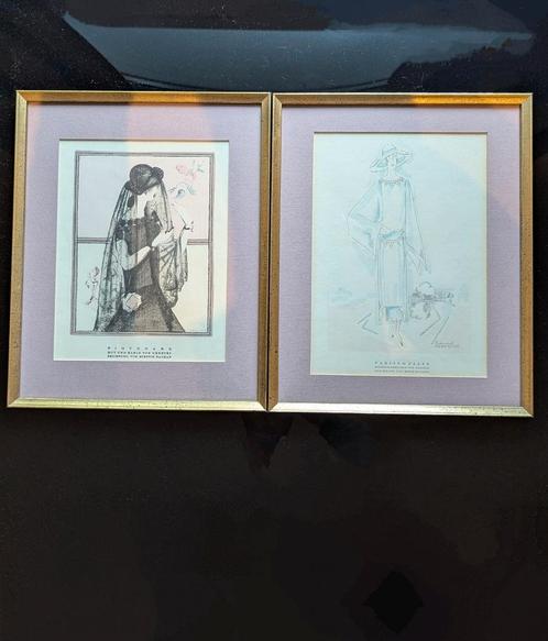 2 originele Art Deco modeprenten – ca. 1922, Antiek en Kunst, Kunst | Tekeningen en Foto's, Ophalen of Verzenden