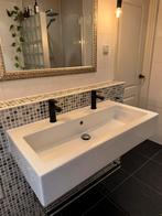 Dubbele wastafel inclusief 2 zwarte kranen, Ophalen, Gebruikt, 100 tot 150 cm, Minder dan 100 cm
