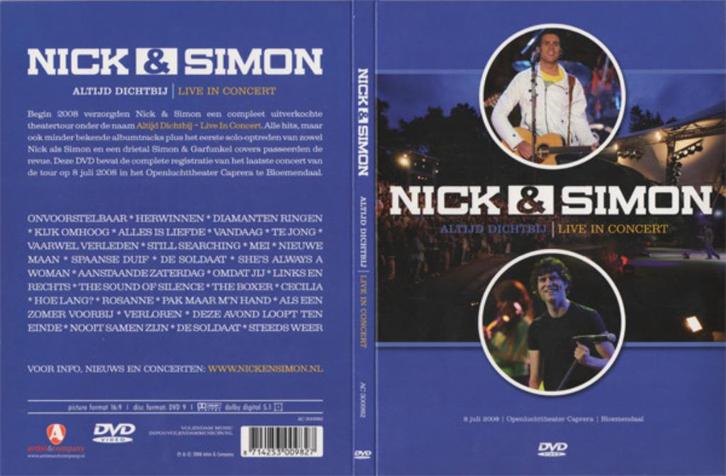 Nick & Simon - Altijd Dichtbij - Live In Concert DVD, Cd's en Dvd's, Dvd's | Muziek en Concerten, Zo goed als nieuw, Muziek en Concerten