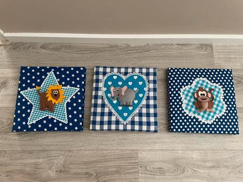 Drieluik handgemaakte, vilten schilderijtjes, Kinderen en Baby's, Kinderkamer | Inrichting en Decoratie, Zo goed als nieuw, Wanddecoratie