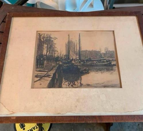 Ets mooie oude ets van het Witte Huis Rotterdam, Antiek en Kunst, Kunst | Etsen en Gravures, Ophalen of Verzenden