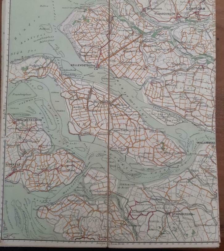 23 / Stafkaart ANWB van Brielle uit het jaar 1906, Boeken, Atlassen en Landkaarten, Gelezen, Landkaart, Nederland, 1800 tot 2000