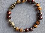 732 edelsteen armband rode en gele Tijgeroog 8mm, Overige kleuren, Nieuw, Ophalen of Verzenden, Elastiek