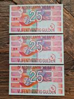 Set 3x 25 gulden 1989 UNC, Ophalen of Verzenden, 25 gulden