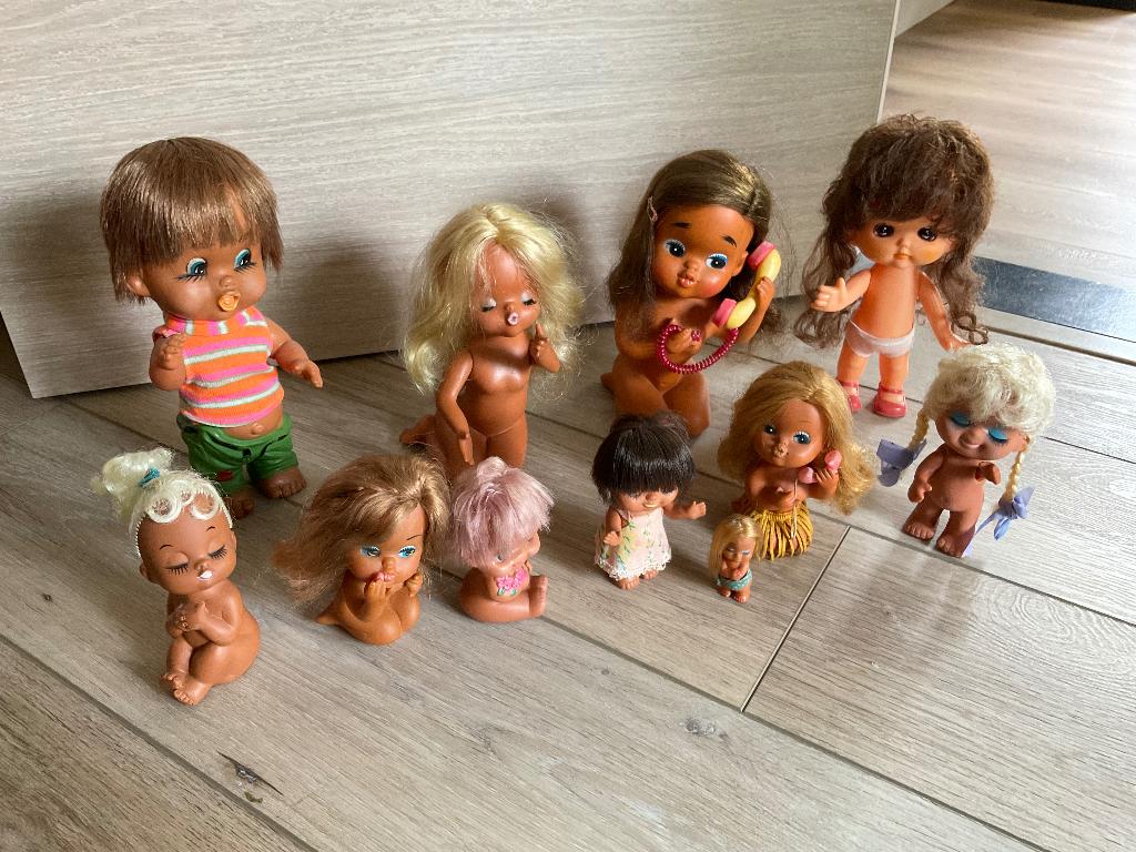 Verzameling rubberen Hawaii poppen jaren 70, Verzamelen, Poppen, Gebruikt, Pop, Ophalen of Verzenden