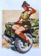 Willy's Jeep Sexy WO2 Pin Up Girl Leger Vinyl Sticker, Verzenden, Landmacht, Amerika