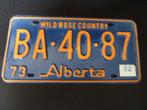 Kentekenplaat licenseplate Alberta 1973 Canada, Verzamelen, Auto's, Gebruikt, Ophalen of Verzenden