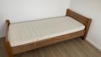 bed eenpersoonsbed eiken met lattenbodem en latex matras, Huis en Inrichting, Ophalen, Eenpersoons, Bruin, 210 cm