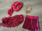 4-1 koop eoze pailletten broek omslag sjaal ketting buikdans, Ophalen of Verzenden, Zo goed als nieuw, Carnaval