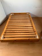 Stevige twijfelaar bed 200x120, Huis en Inrichting, Slaapkamer | Bedden, 120 cm, Gebruikt, Bruin, Hout