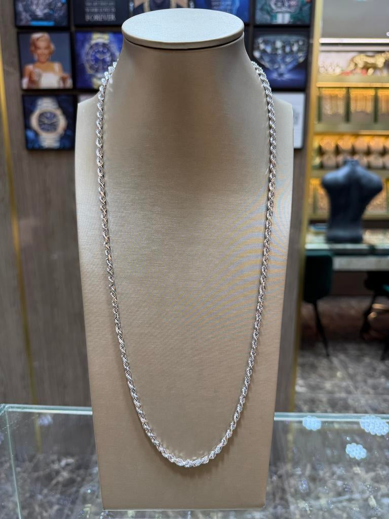 14KT Wit Goud - 37 Gram - Ketting - ROPE - Gedraaid -Massief, Ophalen, Nieuw, Goud