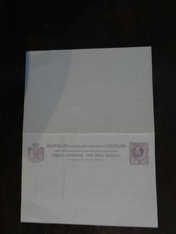 Briefkaart met betaald antwoord naar Suriname beschikbaar voor biedingen
