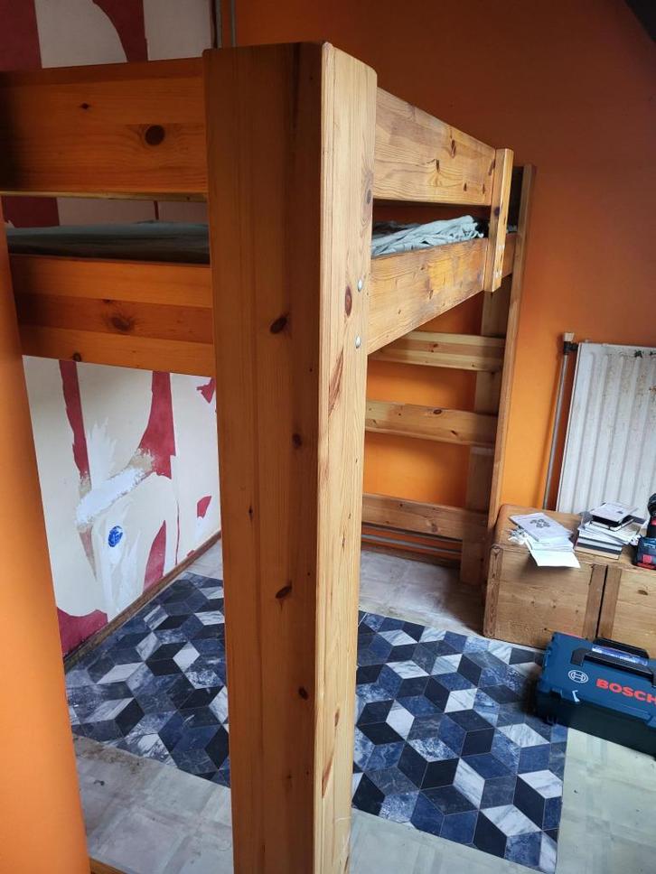 Houten hoogslaper - extra te koop bijehorende kast, buro, Huis en Inrichting, Slaapkamer | Stapelbedden en Hoogslapers, Gebruikt
