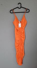 H&M gedrappeerde bodycon jurk maat XS, H&M, Verzenden, Nieuw, Oranje