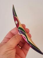 Vintage 1980 emailled broche met steentje, Sieraden, Tassen en Uiterlijk, Broches, Ophalen of Verzenden, Zo goed als nieuw, Goud