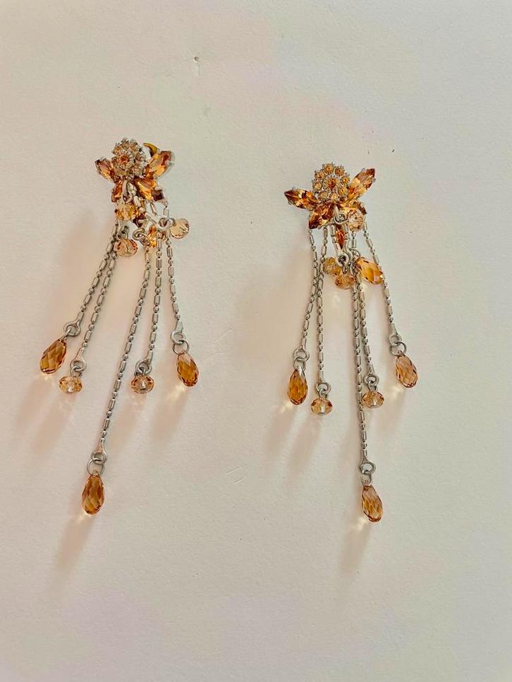 Otazu oorbellen met amberkleurige kristallen - Nieuw, Sieraden, Tassen en Uiterlijk, Oorbellen, Zo goed als nieuw, Overige materialen