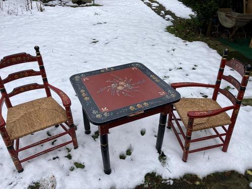 Hindeloopen tafeltje en 2 stoeltjes, Antiek en Kunst, Curiosa en Brocante, Ophalen