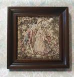 1757 Lijst gobelin achtig werkje liefdesafbeelding brocante, Antiek en Kunst, Ophalen of Verzenden