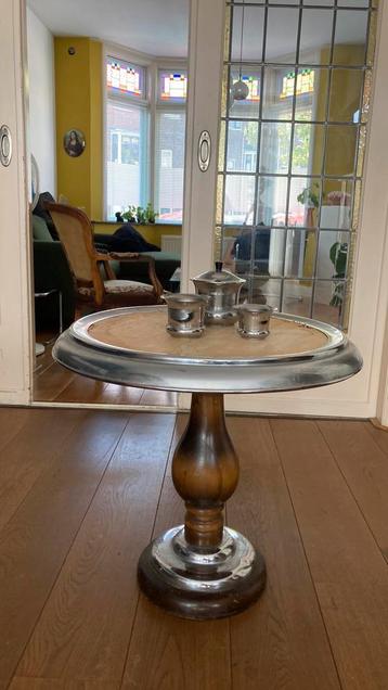 Vintage rond tafeltje chroom bijzettafel beschikbaar voor biedingen