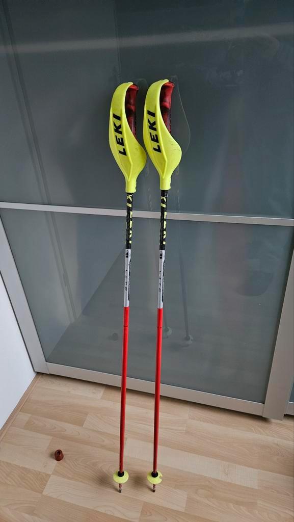 Leki worldcup skistokken 120cm + slalomkappen + handschoenen, Sport en Fitness, Skiën en Langlaufen, Gebruikt, Stokken, Skiën