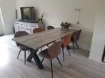 Eethoek: Tafel + 6 Stoelen (Design), Huis en Inrichting, Tafels | Eettafels, Ophalen, Rechthoekig, 200 cm of meer, 50 tot 100 cm