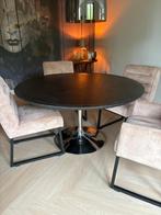 Richmond ronde tafel BLACKBONE 140 cm zwart blad/zilver voet, Huis en Inrichting, Ophalen, K silver rond ⌀140 (Black rustic), Rond