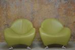 ZGANieuw 2 limegroene Leolux Papageno design fauteuils, Leolux, Design, 75 tot 100 cm, Ophalen of Verzenden