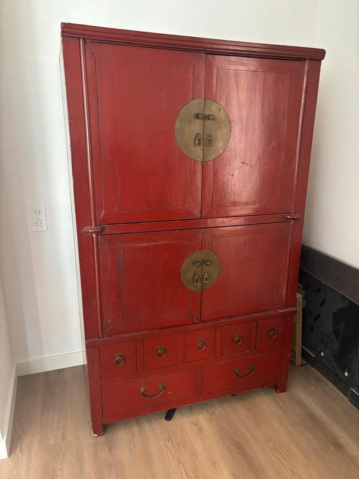 Antieke Chinese Bruidskast - Rood, Antiek en Kunst, Antiek | Meubels | Kasten, Ophalen