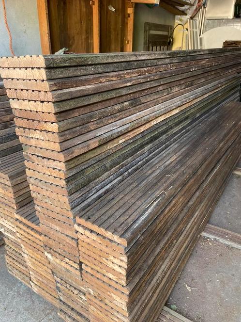 Hardhouten vlonderplanken Bankirai 21mm dokte , 13 m2, Tuin en Terras, Palen, Balken en Planken, Gebruikt, Planken, 250 cm of meer