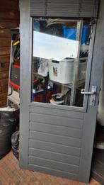 Hardhouten stompe achterdeur, buitendeur, met glas, en slot., Ophalen, 80 tot 100 cm, Glas, 200 tot 215 cm