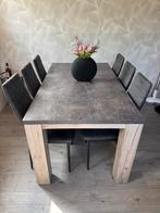 Marmerlook Eettafel + 6 Eetkamer stoelen, Ophalen, Zo goed als nieuw