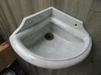 Antiek Hoekfonteintje wit blauw gemarmerd 1915 TM 1930, Ophalen, Gebruikt, Koper, Wastafel