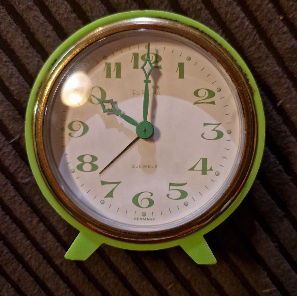 Kermit de kikker groene vintage wekker klokje jaren 60, Ophalen of Verzenden