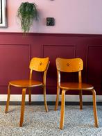 Vintage Scandinavische eetkamerstoelen stijl Alvar Aalto 80s, Huis en Inrichting, Twee, Gebruikt, Ophalen of Verzenden, Bruin