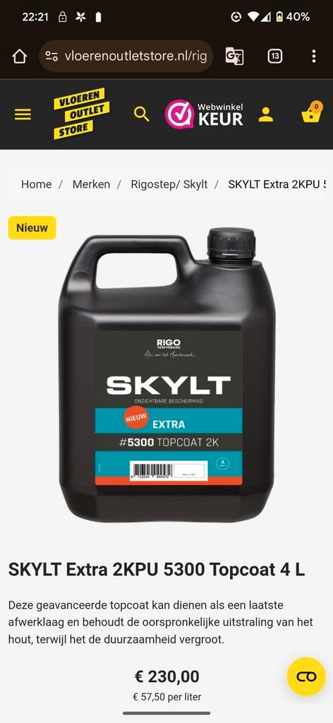 2 x 4 liter fles Skylt 5300 topcoat, Doe-het-zelf en Verbouw, Verf, Beits en Lak, Nieuw, Verf, Ophalen