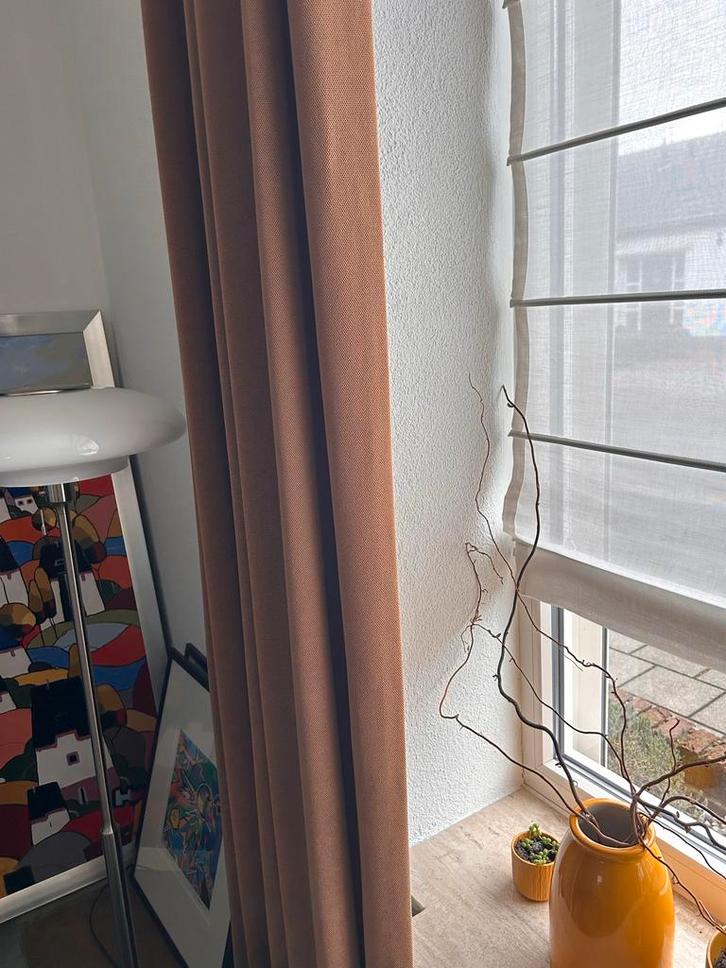 Mooie Gordijnen in aardetint, Huis en Inrichting, Stoffering | Gordijnen en Lamellen, Gebruikt, 200 cm of meer, 100 tot 150 cm