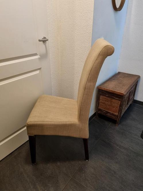 Eetkamerstoel zand/ecru 2 stuks, Huis en Inrichting, Stoelen, Gebruikt, Stof, Ophalen