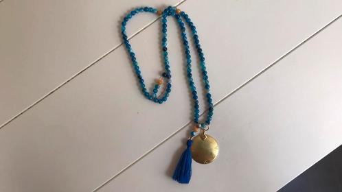 Mala 108 kralen blauw agat met Toli, Sieraden, Tassen en Uiterlijk, Kettingen, Zo goed als nieuw, Blauw, Ophalen of Verzenden