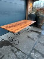 Prachtige landelijke (tuin) tafel gietijzeren frame massief, Ophalen of Verzenden