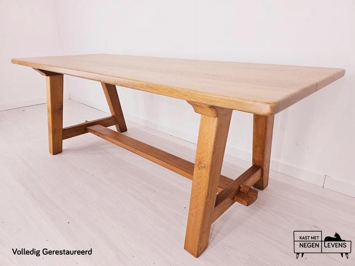 XL vintage massief houten tafel - kloostertafel, boerentafel, Tuin en Terras, Picknicktafels, Rechthoekig, Hout, Ophalen of Verzenden