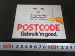 sticker PTT Post  POSTCODE Gebruik 'm goed, Verzamelen, Stickers, Ophalen, Zo goed als nieuw