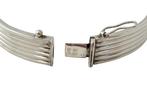 Met strakke lijnen bewerkte zilver bangle slavenband B 10 mm, Gebruikt, 9845al, Verzenden, Nynkegardenier.nl