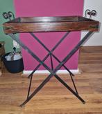 Theetafel met metalen onderstel, Huis en Inrichting, Gebruikt, Vintage, Ophalen, Overige houtsoorten