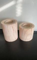 2 Houten theelicht kandelaars, Beige, Nieuw, Ophalen of Verzenden, Kaars